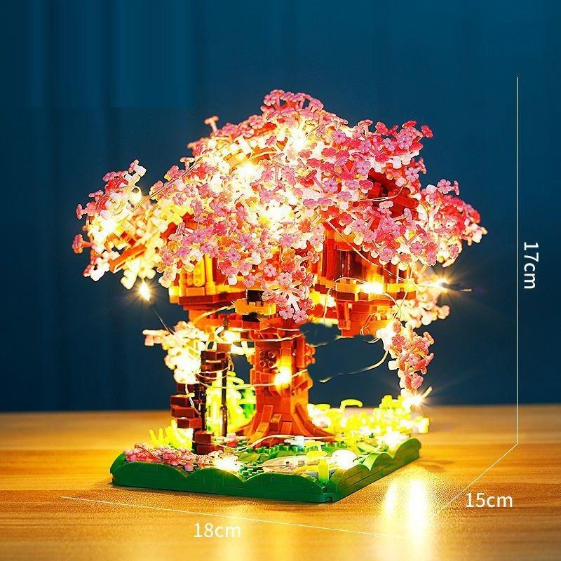 Bộ đồ chơi lắp ghép nhà cây hoa anh đào - tặng kèm đèn led và búa gõ chi tiết Toy Bộ Lắp Ráp Tháo Lắp