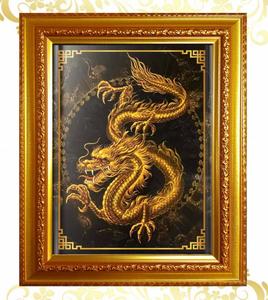 กรอบรูป มังกรทอง /กรอบมงคล/เสริมฮวงจุ้ย/ตกแต่งบ้าน กรอบขนาด 30.0*25.0 CM