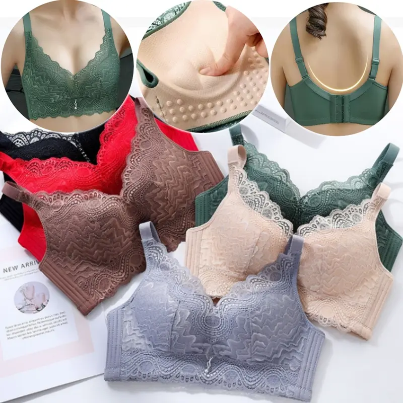 Áo Ngực Ren, Dành Cho Phụ Nữ, Khóa Phía Sau, Không Có Vòng Thép, Đồ Lót Mềm Mại Và Mỏng, Đẩy Lên, Thoáng Khí Và Liền Mạch, Thoải Mái, Thích Hợp Cho Phụ Nữ Trưởng Thành, Đồ Lót Nữ 0
