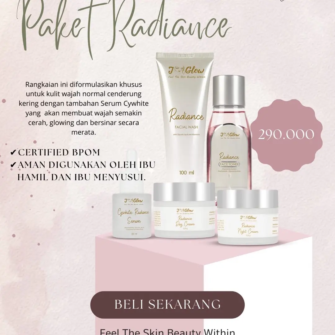 Paket RADIANCE JGLOW, PAKET WAJAH SKINCARE,PAKET MENCERAHKAN, GLOWING