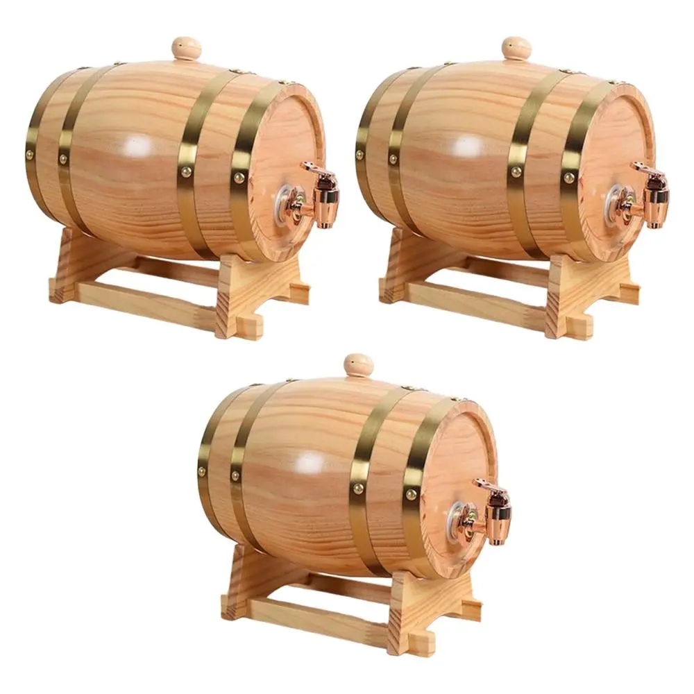 Oak Wine Barrel with Stand with Faucet Large Capacity Accessories Retro Wood Wine Barrel for Cocktail Beer Whiskey Bar