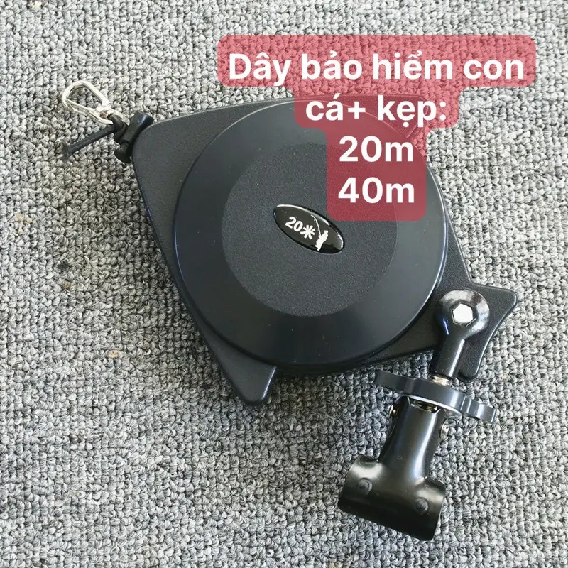 Guồng Dây Bảo Hiểm Tự Rút Cần Câu Đài - Dây Bảo Vệ Cần Câu Hình Con Cá Kèm Kẹp Và Bộ Gắn Thùng