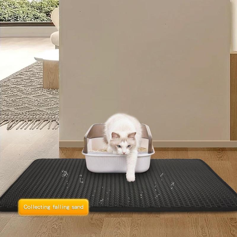 Cat Litter Mat, Honeycomb Design Non-slip Pet Litter Box Mat, Double Layer Waterproof Cat Litter Tray Mat 1