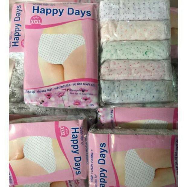 Combo 25 quần lót giấy HAPPY Dùng 1 lần sản xuất Việt Nam - quần lót giấy cho bà bầu sau sinh - quần lót giấy nữ dùng 1 lần - quần lót giấy đi du lịch - quần lót giấy cao cấp