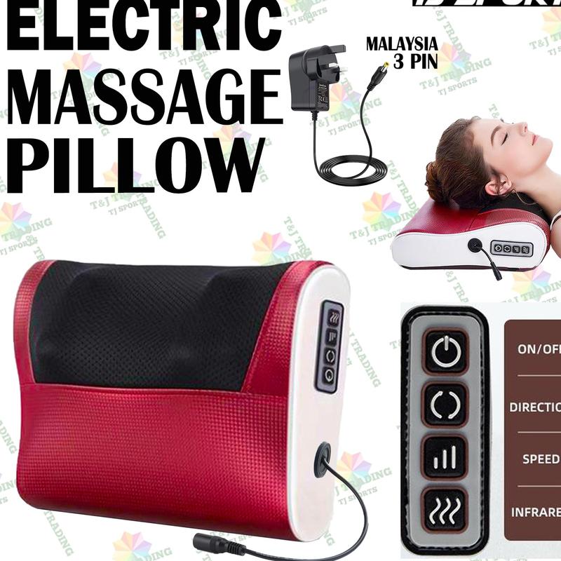 Infrared Electric Neck Massage Pillow Neck Massager Lumbar Back Multifunction Massage Device  Infrared Heat Circulation Body Care Shiatsu Kneading Relax Massager Home Mesin Urut Red