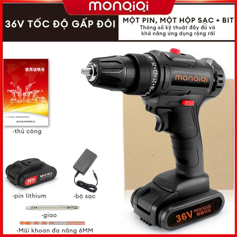Máy khoan pin đa năng cao cấp 36VF Tốc độ gấp đôi một pin hộp + 2 mũi khoan makita tools