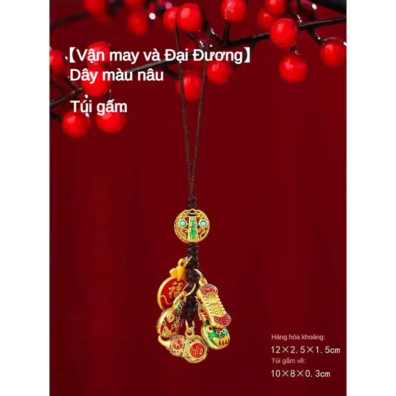 Phone Charm strap Điện Thoại Di Động Năm Sinh Vàng, Ping An Ruyi, Dây Đeo Chéo Phụ, Phong Cách Trung Quốc, Mặt Dây Chuyền Điện Thoại Di Động,Móc Chìa Khóa dây  đeo  điện  thoại  baby  three 8