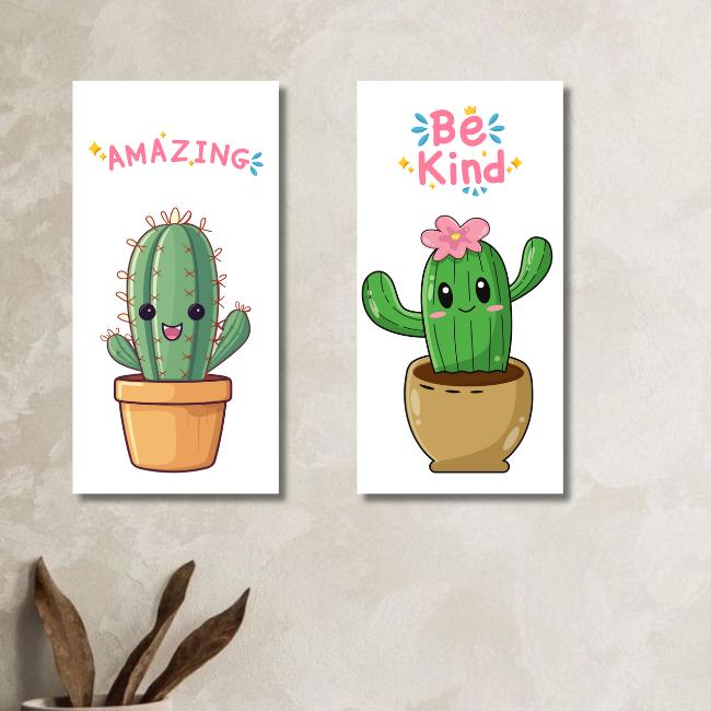 Hiasan dinding lucu motif Kaktus cetak kualitas TERBAIK ukuran 10x20cm BISA REQUEST/CUSTOM GAMBAR