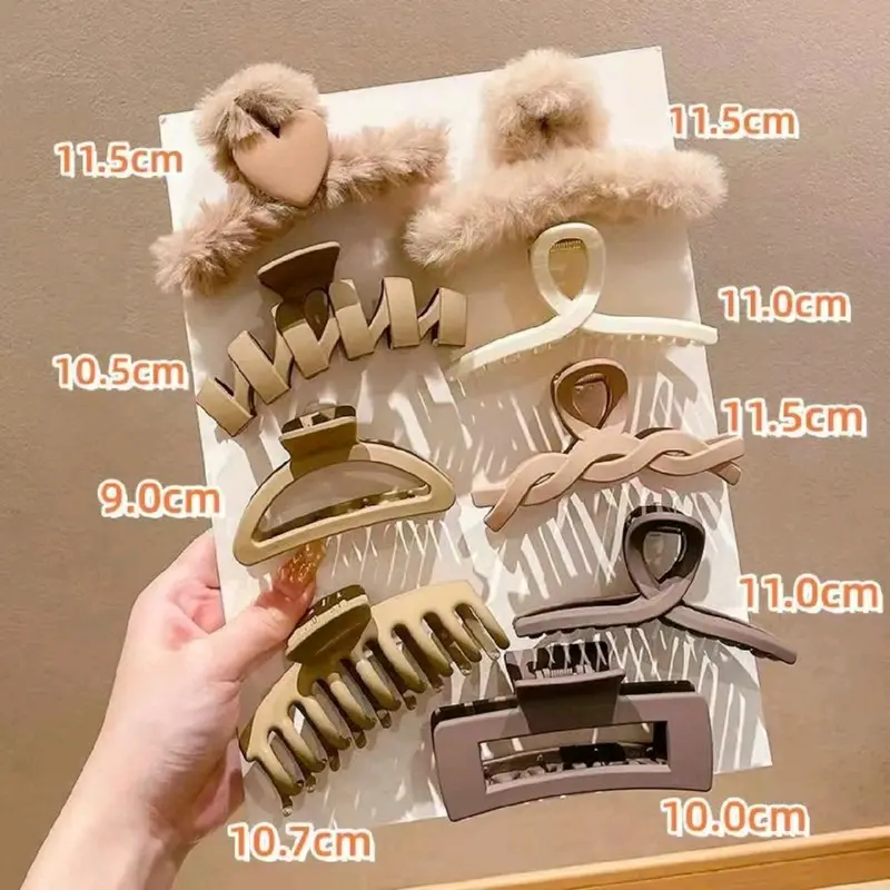 Sét Kẹp Tóc 9 Món Cỡ Lớn, Kẹp Tóc Càng Cua Phong Cách Hàn Quốc Mẫu Mới Cho Nữ Women 2