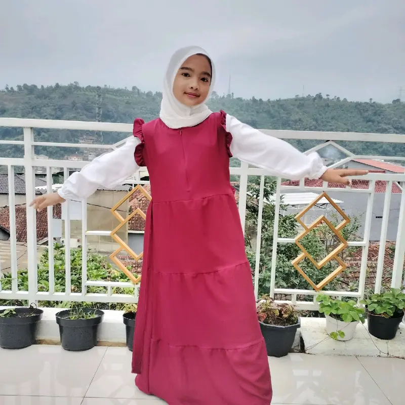 Gamis anak zilla terbaru size 1-11 tahun Muslim Polos 5