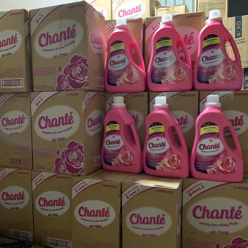 Nước giặt xả chante 8 in 1 hương hoa hồng pháp 3,1kg mềm vải, thơm lâu