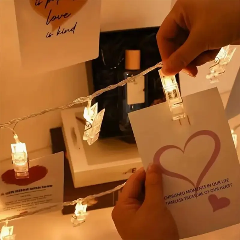 Photo Clip String Light Decoration without Battery, String Light for DIY Picture Wall Decor, Room Decor, Hanging Light for Wall Festival Party Wedding Decor, Gifts for Family Friends Girlfriend Men, Birthday Gifts, Valentine's Day Gift 6