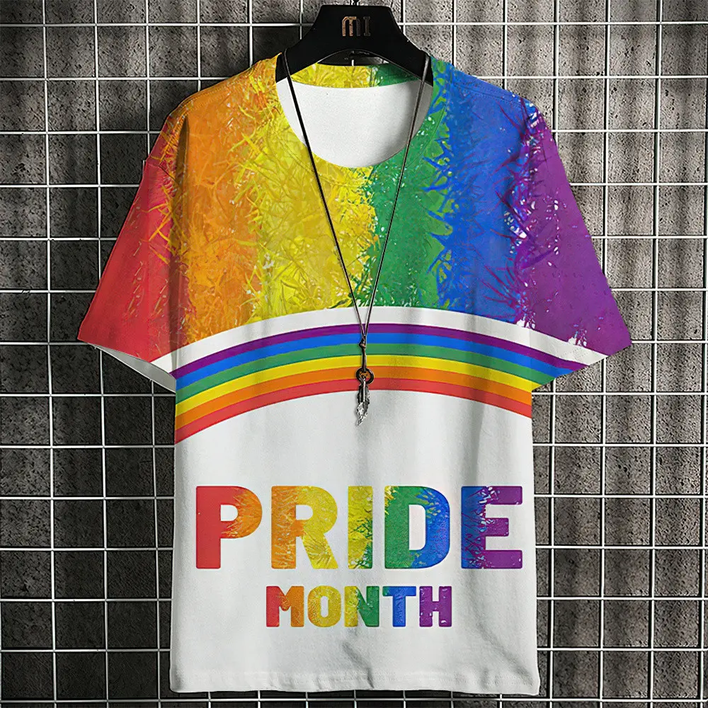 New Fashion Men's Casual Short Sleeve T-Shirts Gay Love Lesbian Pride Month Rainbow Graphic Printing LGBT Unisex Shirts birthday suit  t shirt for men