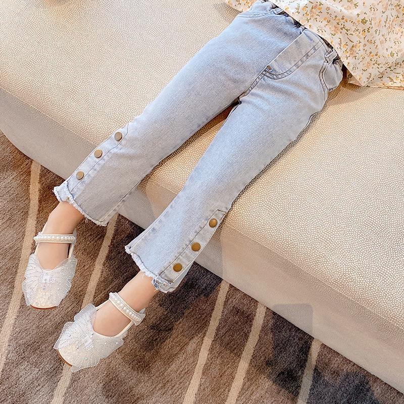 Girls Jeans 2024 Autumn New Children'S Slim Flared Pants Pants Baby Slim Stretch Pants 2