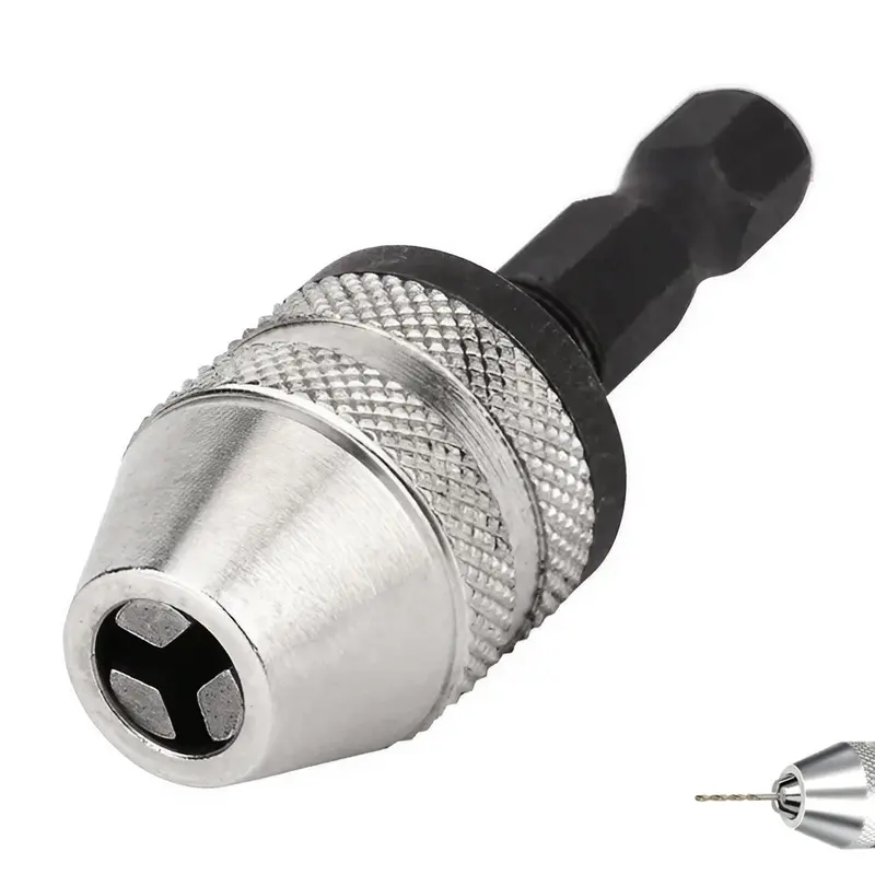 0.3-6.5mm Hex Shank Drill Chuck, 1 Count Quick Change Drill Chuck, Self Centering Three Jaw Chuck, Suitable for Rotary Tool, Electric Milling Machine, Engraving Machine Accessories 6