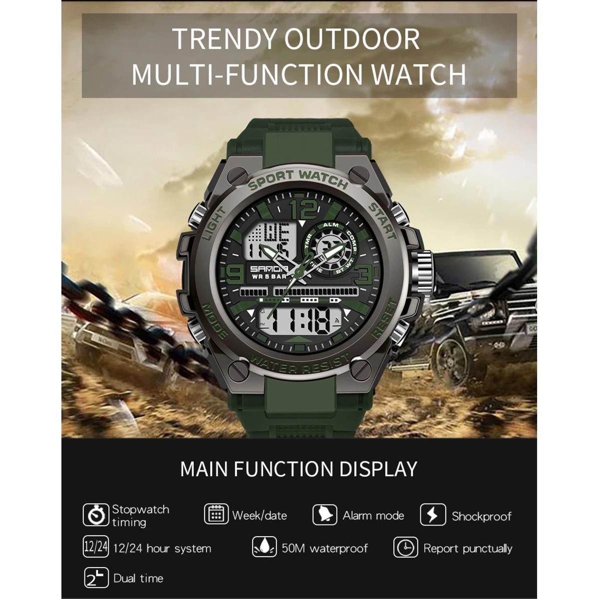 Men Sports Quartz Watches Dual Display LED Electronic Digital Wristwatches Waterproof Military Watch Relogios Masculino Men Sports Quartz Watches Dual Display LED Electronic Digital Wristwatches Waterproof Military Watch Relogios Masculino
