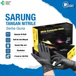SAFEGLOVE Sarung Tangan Nitrile Hitam Non Powder Food Grade / Nitrile Examination Black