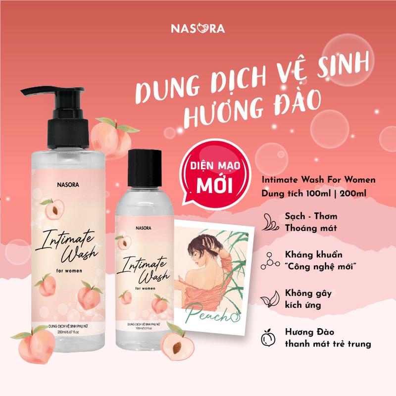  Dung Dịch Vệ Sinh Phụ Nữ NASORA Hương Đào Thanh Mát Khử Mùi CÔNG NGHỆ MỚI Chai 100ml Và 200ml 