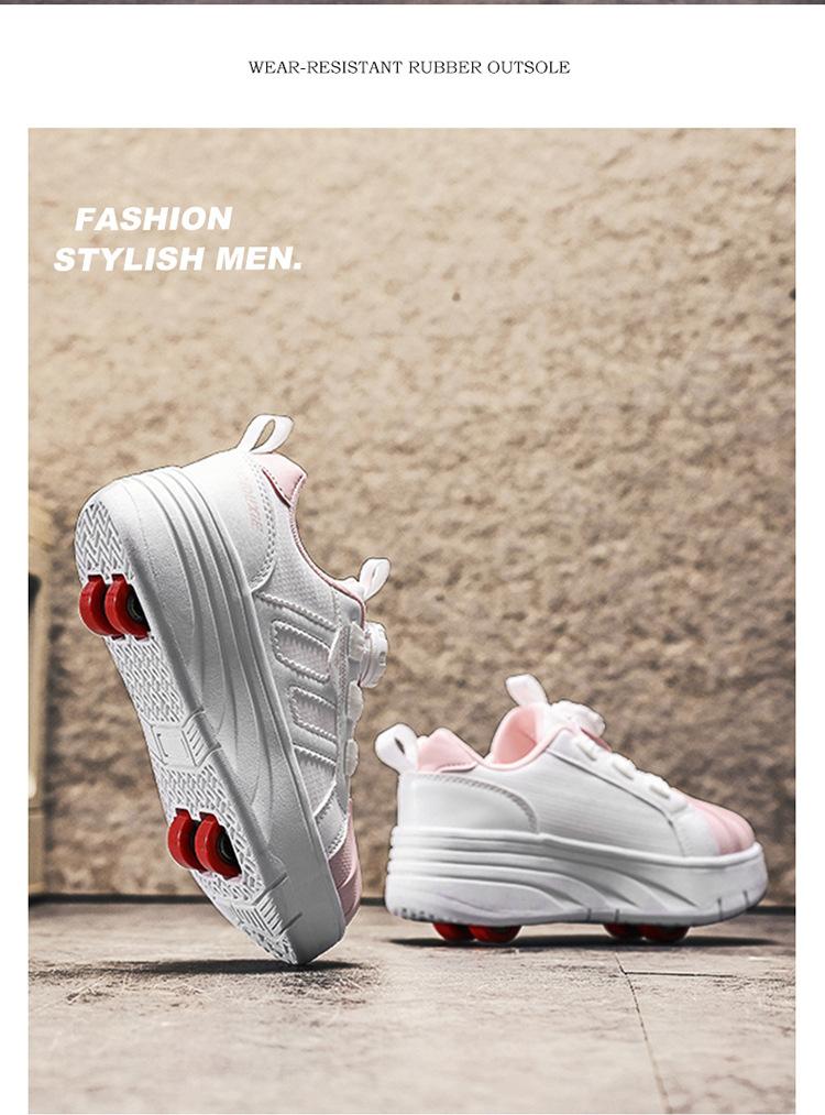 Product Introduction of Factory Direct Sale 2024 New Style Heelys Shoes Mesh Girls' Children's Roller Shoes Four-Wheel Double-Row Shoes 13