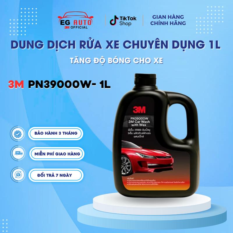 Product Introduction of Nước Rửa Xe Ô Tô Siêu Bọt 3M Car Wash With Wax PN39000W- 1L, Nước Rửa Xe Tạo Độ Bóng 3M An Toàn, Sạch Sâu x abong 1