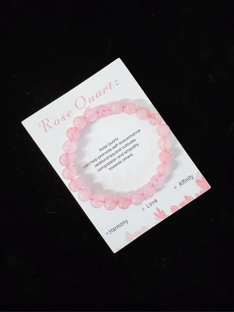 Product Introduction of Pink Crystal Beaded Bracelet, Simple Elastic Bracelet for Women & Men, Fashion Accessories for Daily Wear, Trendy All-match & Exquisite Jewelry for Birthday Gift 0