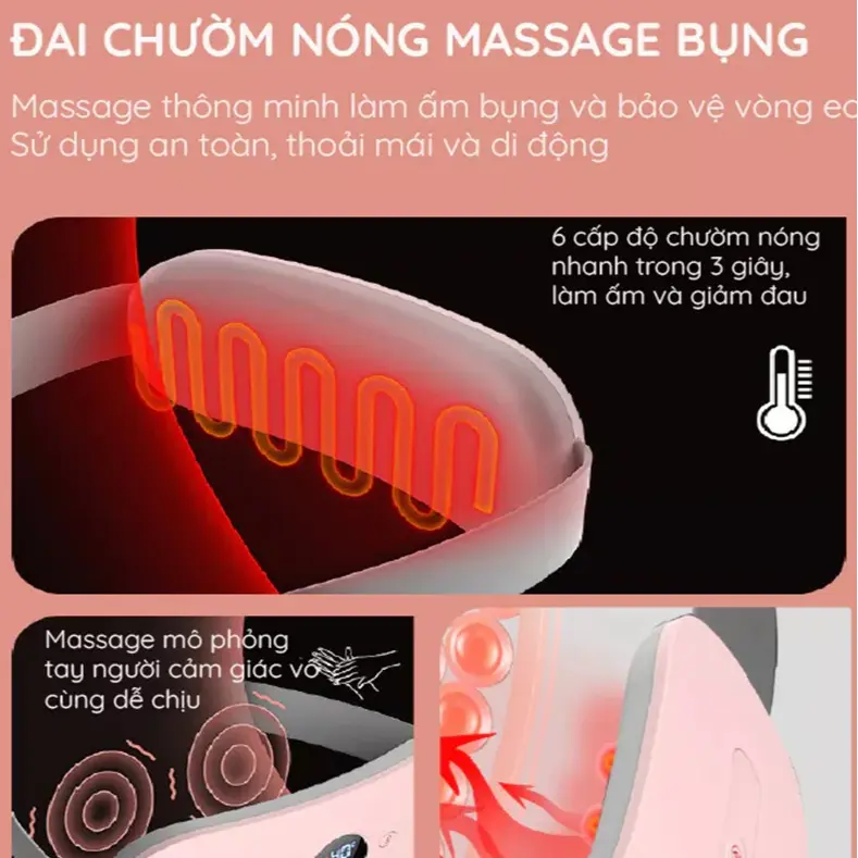 Đai Massage Chườm Nóng KAW Làm Giảm Đau Bụng Kinh, Nhiều Chế Độ, Quà Tặng Cho Bạn Gái 7