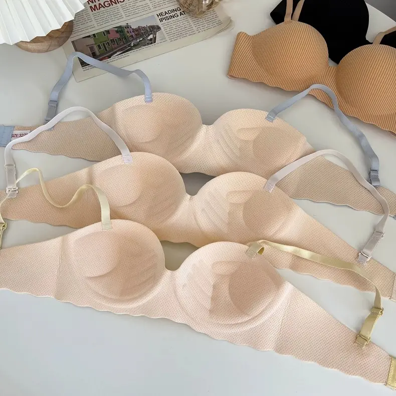 Sét 3 ÁO lót nữ su non mềm MK đệm 1.5cm thông hơi không hằn viền không gọng Bra Nhung Women áo Top KING SHOP -- combo 3 áo ngực A5277 6