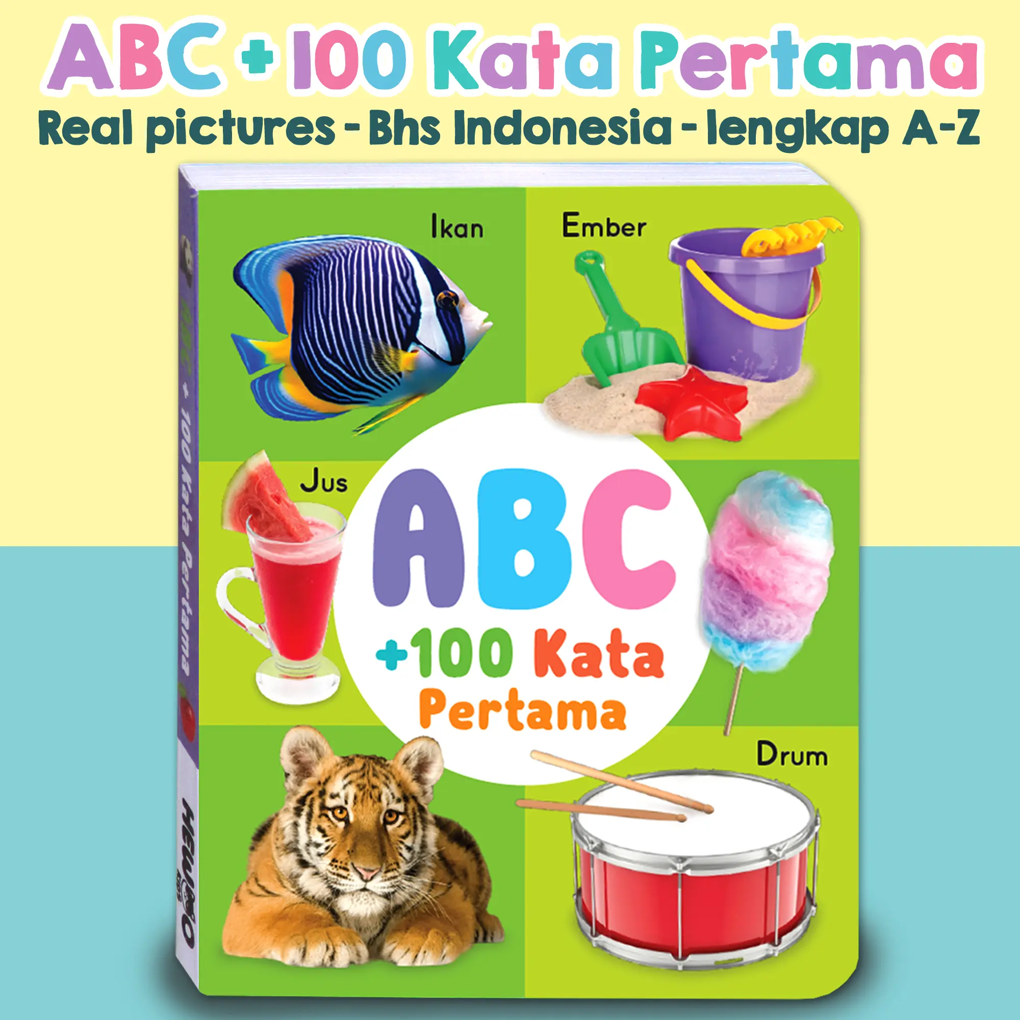 Buku Anak ABC + 100 KATA PERTAMA Board Book - Buku Edukasi Bayi [Hewookids]
