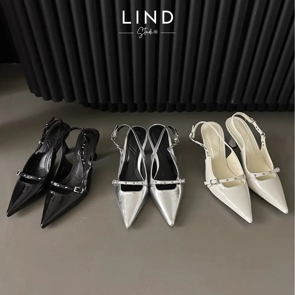 Giày cao gót mũi nhọn da trơn GuoLi - G106- LinD Shoes DéP giày mũinhọn giay  7 Nữ guoc  xinhsang
