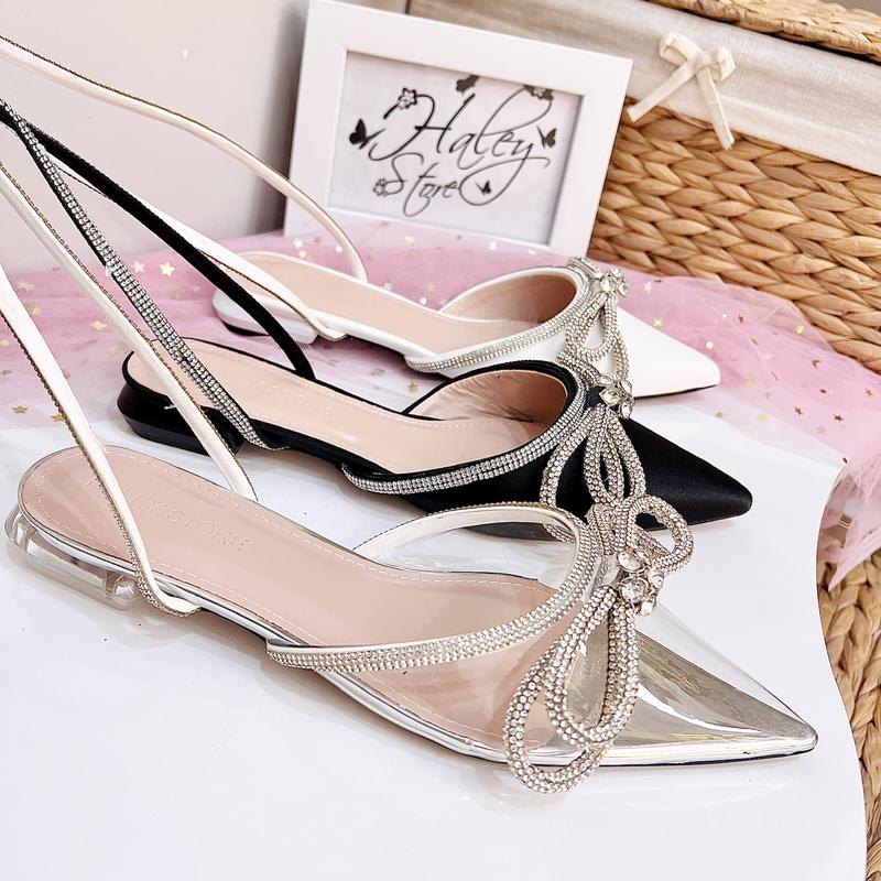 Product Introduction of Giày nơ xoàn vip 2p HALEY STORE đế bệt nơ đính xoàn mũi nhọn dây xoàn tiểu thư tiệc cưới bền đẹp đi học đi chơi đi làm êm chân 18