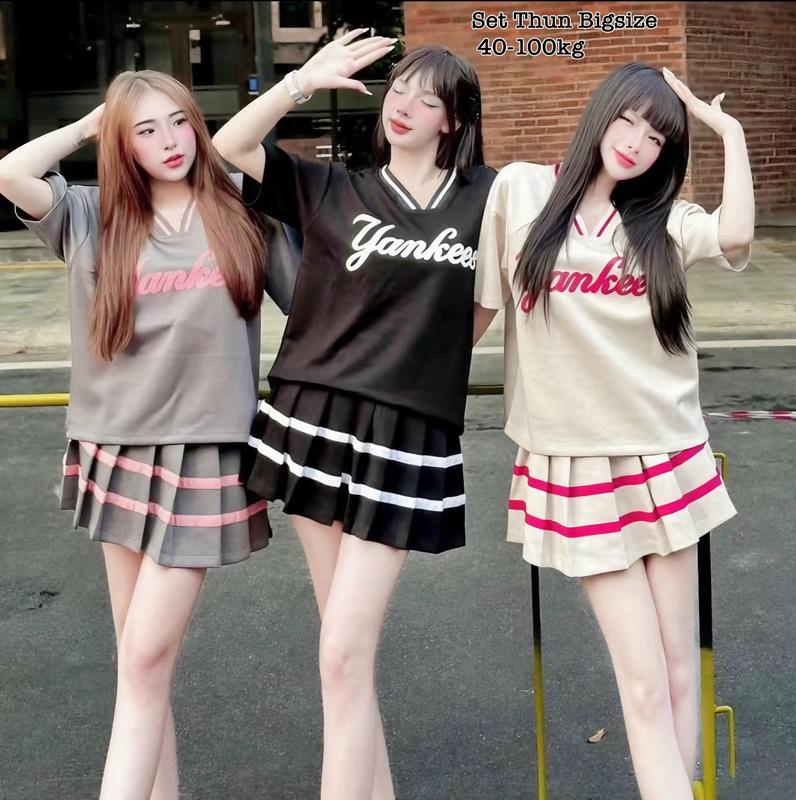 Thời Trang Bigsize ÉN NHỎ - Set Bộ Váy Bigsize Thun Tăm Cổ Tim Thêu Chữ Hot Hit Nữ Cao Cấp Xinh Đẹp Sang Trọng Dễ Thương Giá Rẻ 40-95kg Nhung Kem Voi - 2226
