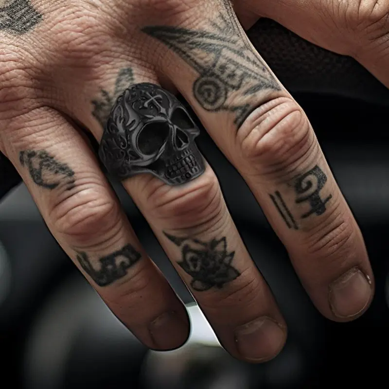 FaithHeart Masculine Skull Ring Stainless Steel Skull Skeleton Band Biker Ring for Men Springtok 3