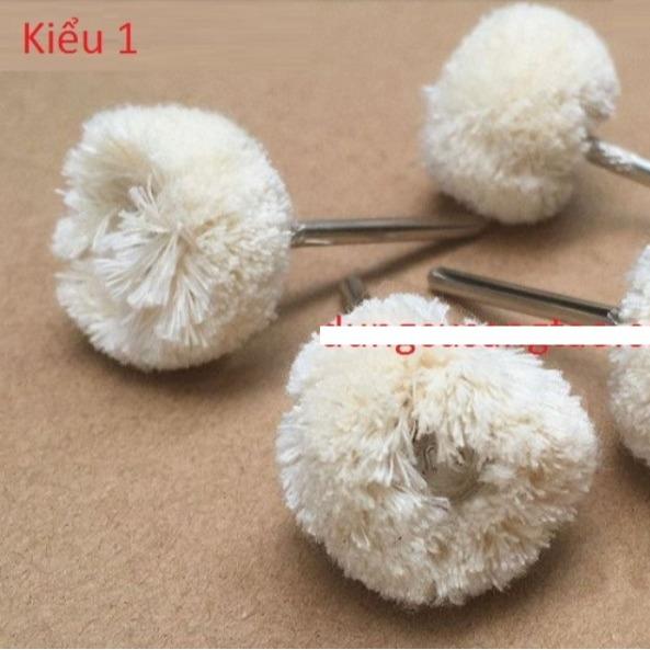 Đầu len chà bóng mịn mini cán 3mm / đầu đánh bóng bề mặt dùng cho máy cầm tay mini