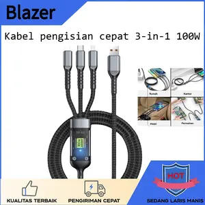 Blazer Type C Micro Iphone Lightning Data Cable 3in1 100w Cable Charging Usb 1.2 Meter Cell Phone Charger