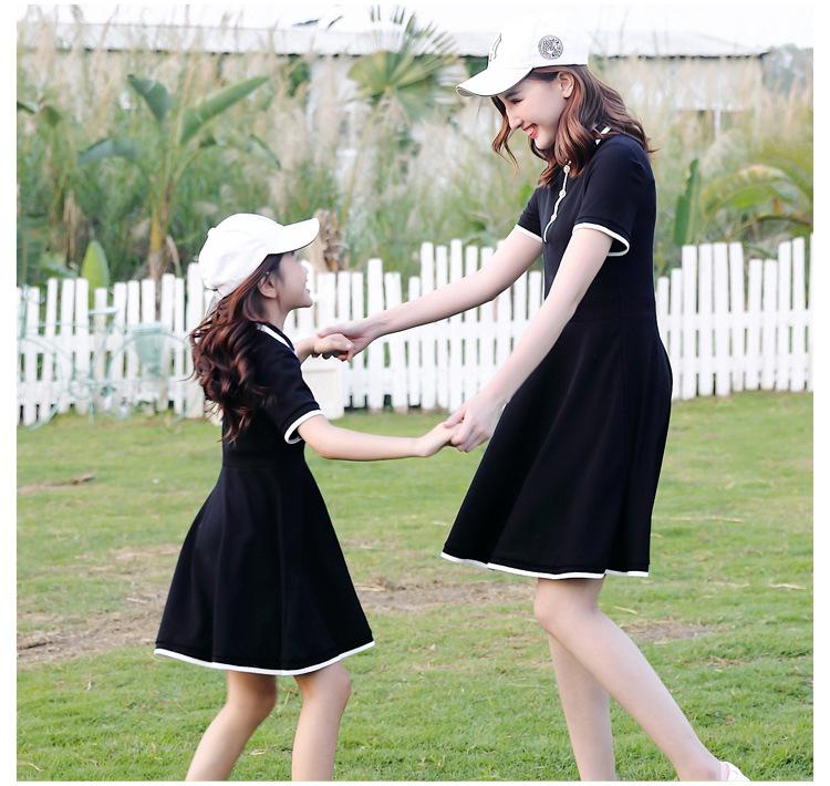 Product Introduction of Hi Mia's Shop | Spring and Summer New Internet Celebrity Parent-Child Dress Summer Classic Style Mother-Daughter Dress Short Sleeve Couple Suit 8