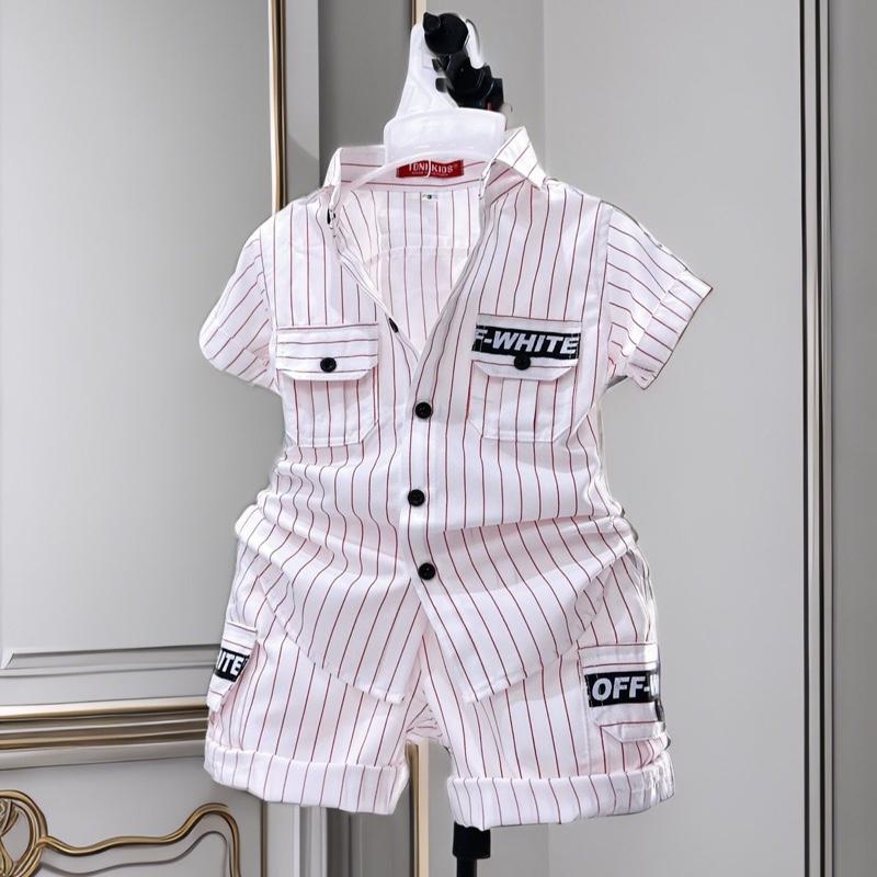 Bộ công tử túi nắp 2 bên kèm quần túi hộp sang chảnh MUPKIDS (Áo + Quần) 1