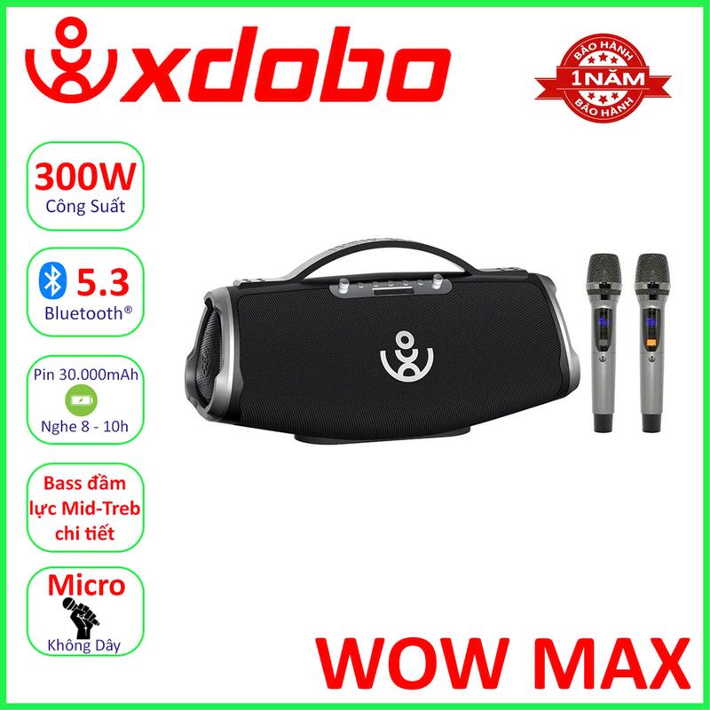 Loa Karaoke Bluetooth 5.3 Xdobo Wow Max 300W, Pin: 30000mAh. Kèm 2 Micro Không Dây, Loa siêu trầm Hỗ Trợ Cổng 6.5mm/AUX/USB/Cổng OTG Củ Loa Nghe Nhạc Kem loa  xdobo wow max 300w loa _ di động x dobo