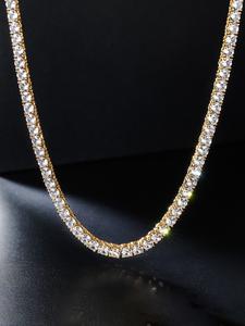 ICED CHICS メンズヒップホップスタイルフルダイヤモンドペンダントネックレス、スクエアフェイクダイヤモンドデザイン、ラグジュアリーユニセックスジュエリー、父の日ギフトに最適、4mmテニスチェーン付き
