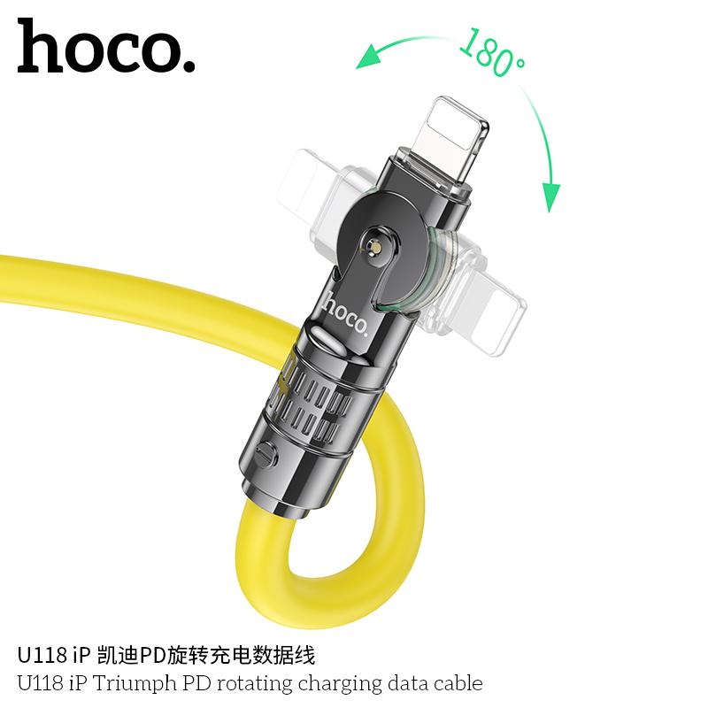 Product Introduction of Cáp Sạc Nhanh Hoco U118 Đầu Xoay 180Độ, Chân Type-C To Lightning Sạc Nhanh 27W Cho iPhone 8/X/Xs/Xsmax/Xr/11/12/13/14 Series, Cáp Bọc TPE Mềm Mại, Bền Bỉ, Đầu Cắm Có Led, Tự Ngắt Khi Pin Đầy, Bảo Hành 12 Tháng Phụ Kiện 9