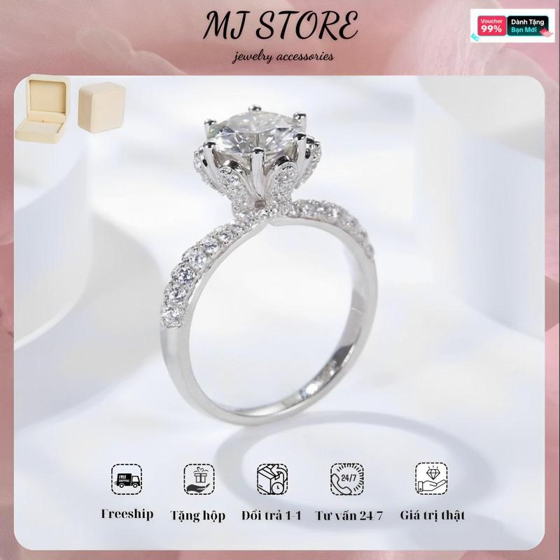 BM  Trang sức nữ nhẫn ổ cao 6 chấu,8 li vương miện sang chảnh Women