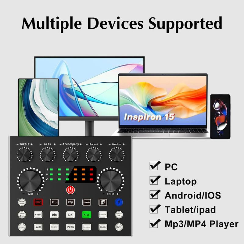 Condenser Microphone Bundle, Audio Mixer Podcast Microphone with Voice Changer, Wired Microphone, Studio Equipment for Laptop Computer Vlog Living Broadcast Live Streaming 5