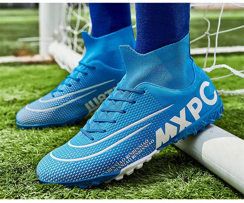 Product Introduction of 35-45 Futsal Shoes for Men Artificial Grass Soccer Shoes High Top Football Boots Kids Football Shoes Korean Style Cleats Shoes Specs Boys Outdoor Sports Shoes Big Size 43