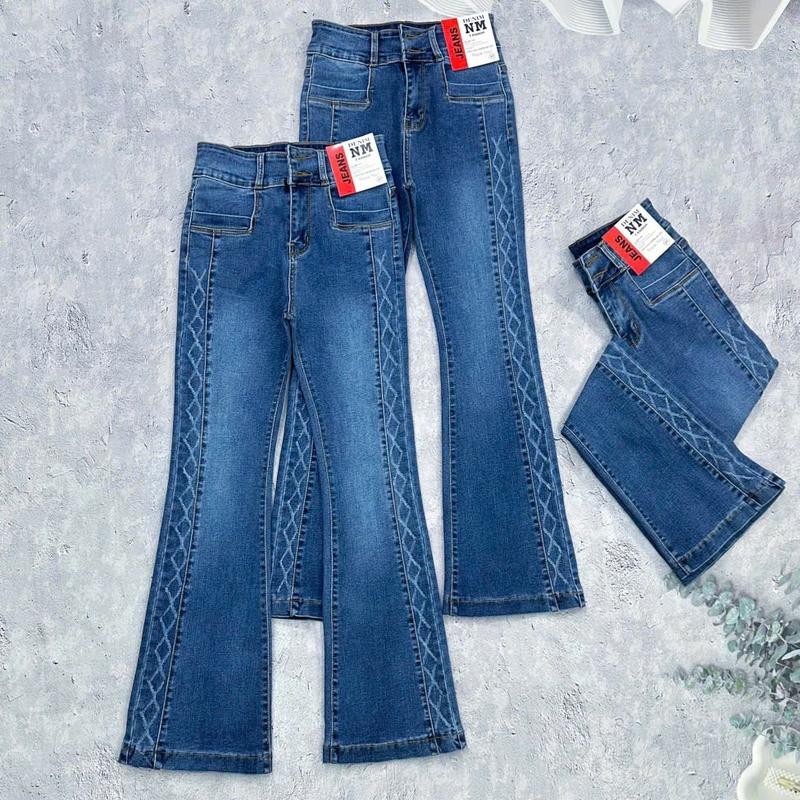 NM Jeans- Quần jeans nữ ống loe douyin 2 nút lưng cao mài mắc xích thủ công dọc sườn có 2 màu 40-70kg Pants Women Denim