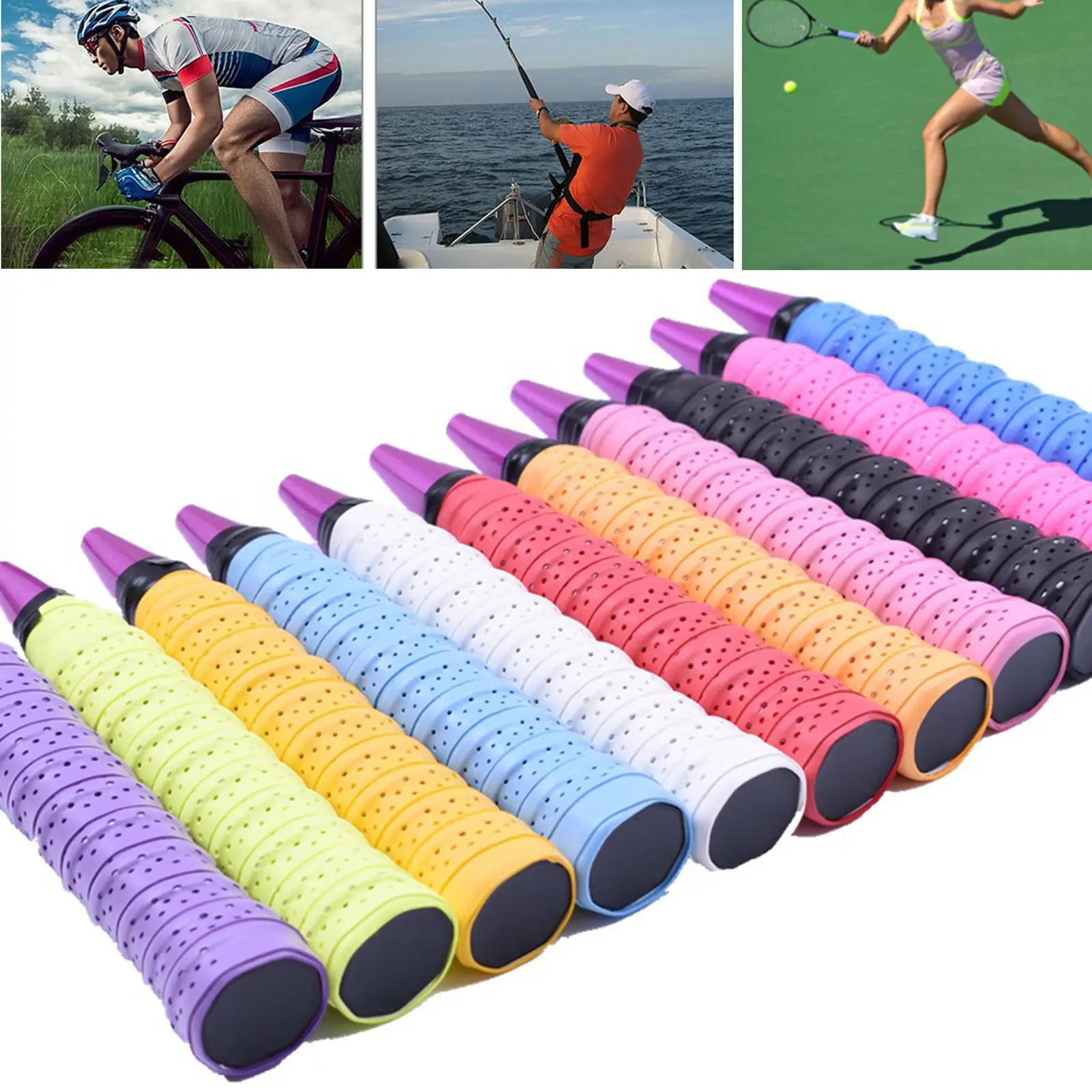 Swazsdk 1 Roll 1.1m Rod Handle Grip Resilient Sweat-absorbent Non-slip Soft Badminton Grip Sweatband Fishing Supplies