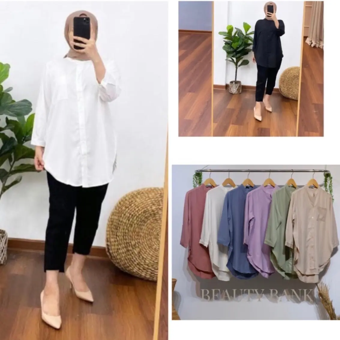 Kemeja Tunik Polos Bahan Shakila Wanita