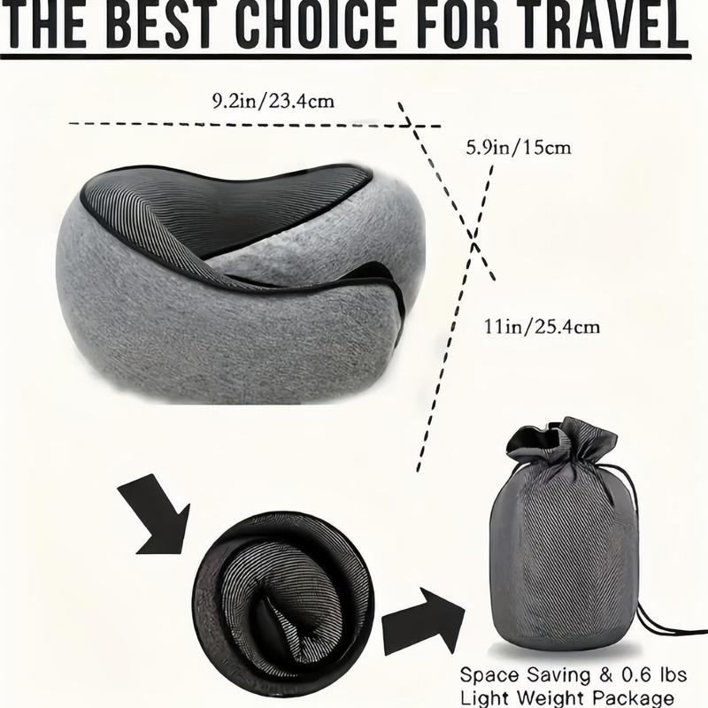 Travel Neck Pillow, 1 Count Comfortable & Breathable Neck Pillow with Storage Bag, Soft Neck Support Pillow for Airplane & Car & Office 1