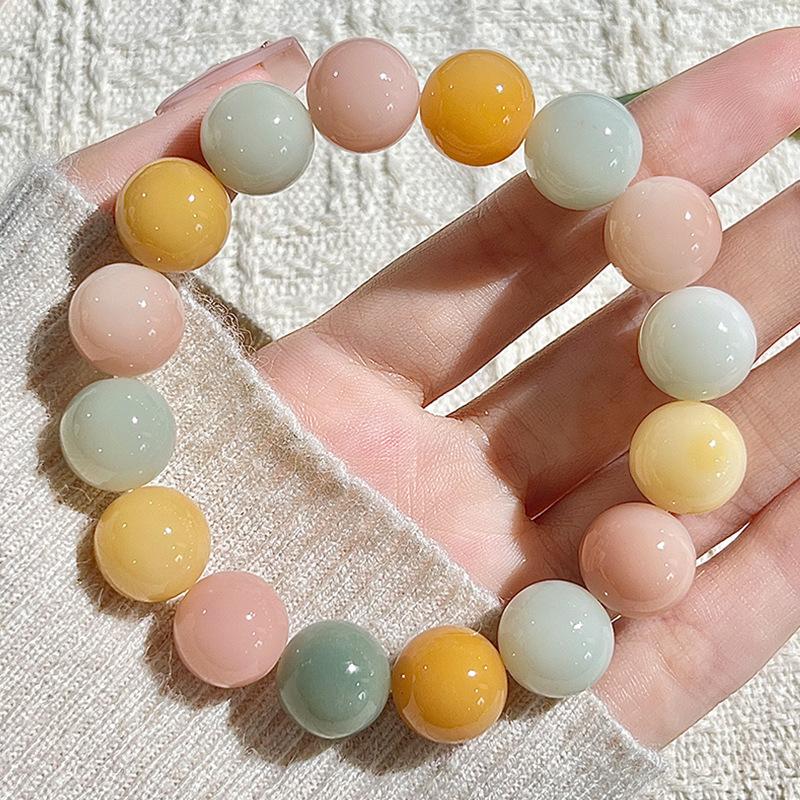 Natural Green Floating Textured Bodhi Bead Bracelet round Beads Prayer Beads Bracelet Unisex 8