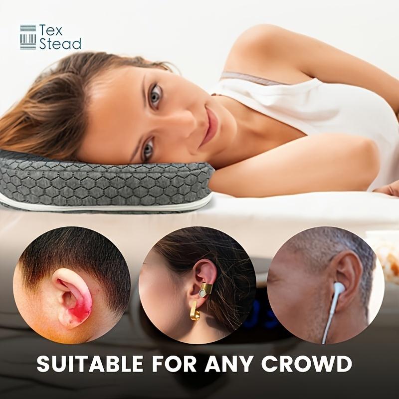 Product Introduction of Classic Ear Piercing Pillow for Side Sleepers,  Polyester 100% Cover, Machine Washable, Space-Themed, Multipurpose Ear Guard Cushion with Ear Hole, Quilted Woven Craftsmanship, Fabric Weight 6