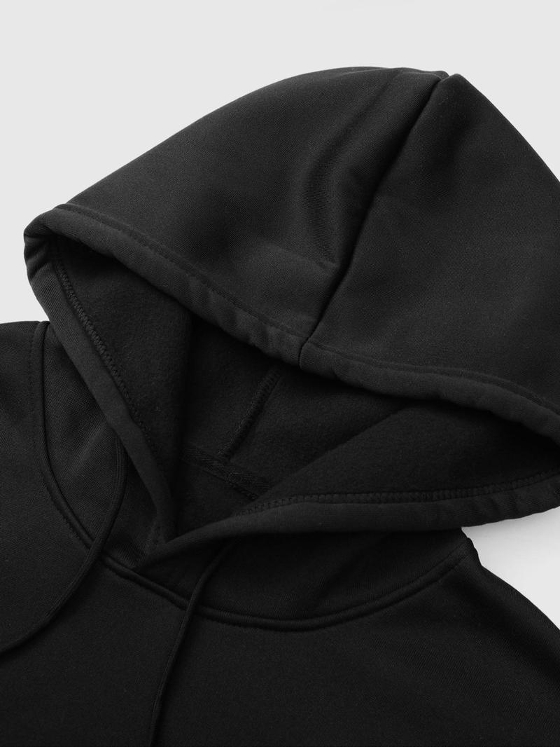 Product Introduction of 【Plus Size】 Two-Piece Set Cross & Face Print Hoodie & Drawstring Waist Sweatpants Set, Casual Long Sleeve Hooded Sweatshirt & Pocket Jogger Pants, Men's Two-piece Outfits for Fall & Winter 4