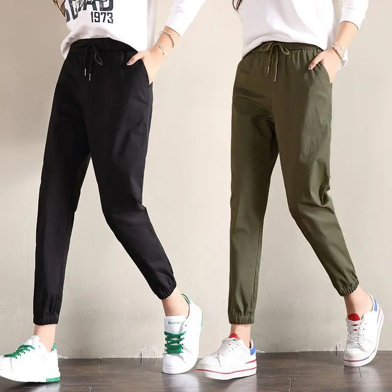 2023 New Pants Women's Loose  and All-Matching Trendy Spring and Summer Fashionable High Waist Large Size Casual Harem Pants